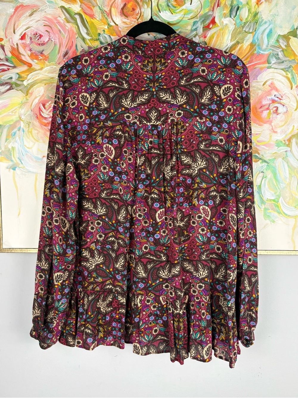 Maeve Anthropologie Floral Peasant Blouse Top Size 12 - Picture 7 of 9
